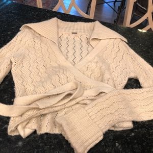 Free People Ivory Wrap Sweater Large
